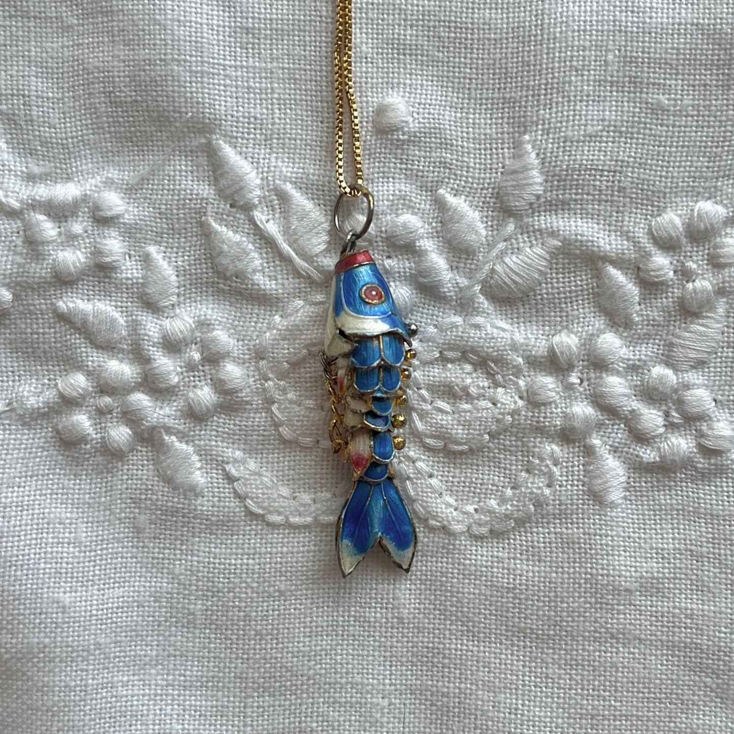 pingente vintage peixe azul celeste