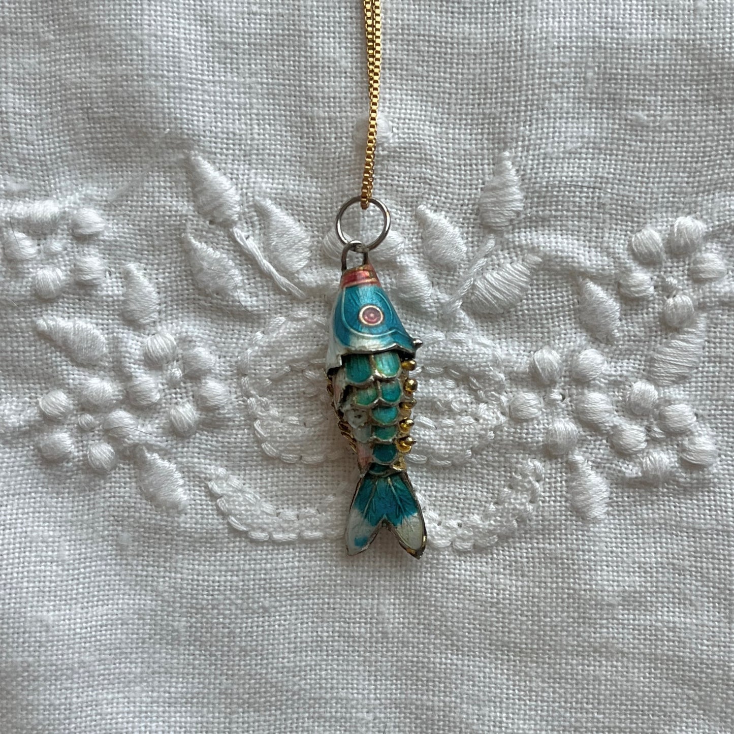 pingente vintage peixe verde água