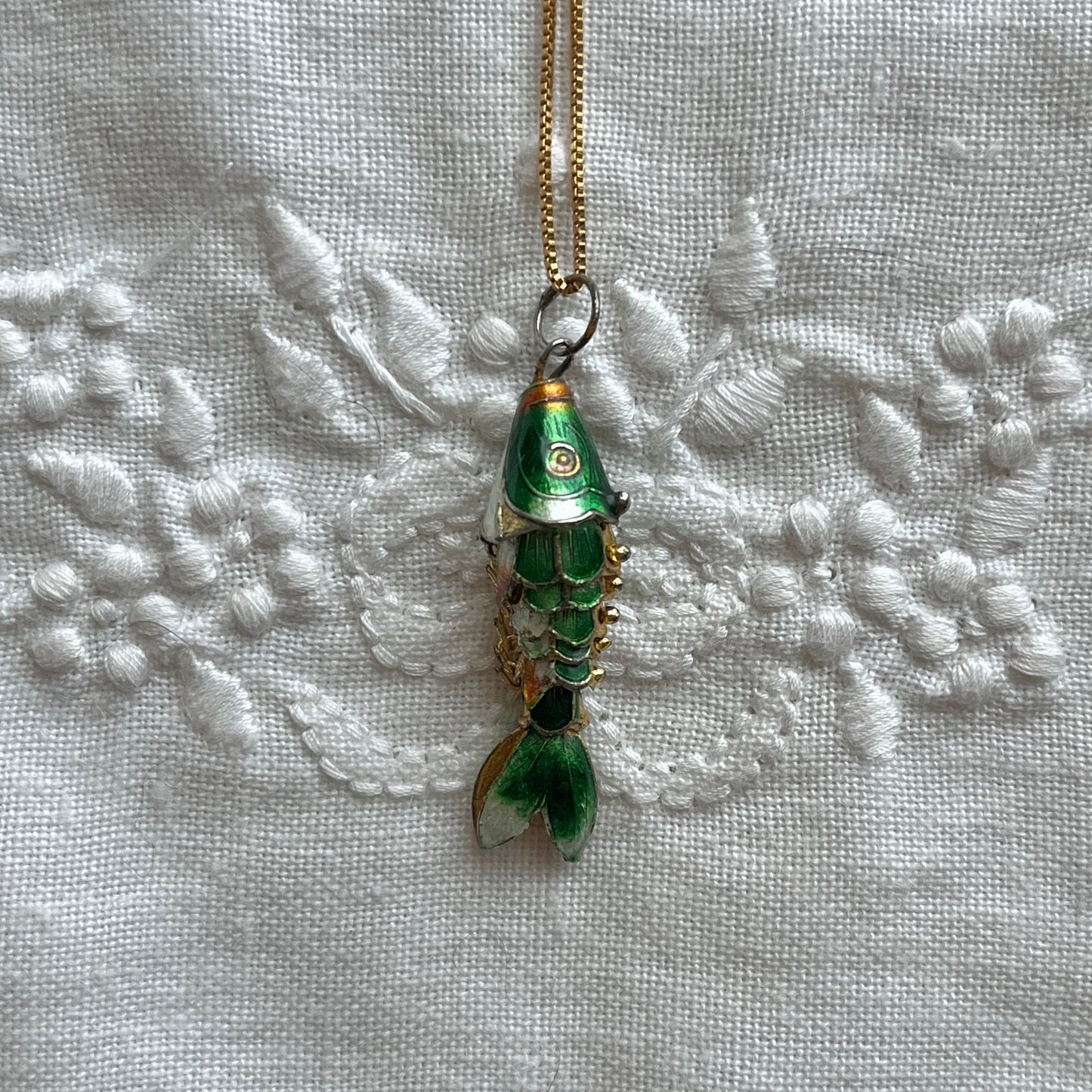 pingente vintage peixe verde escuro