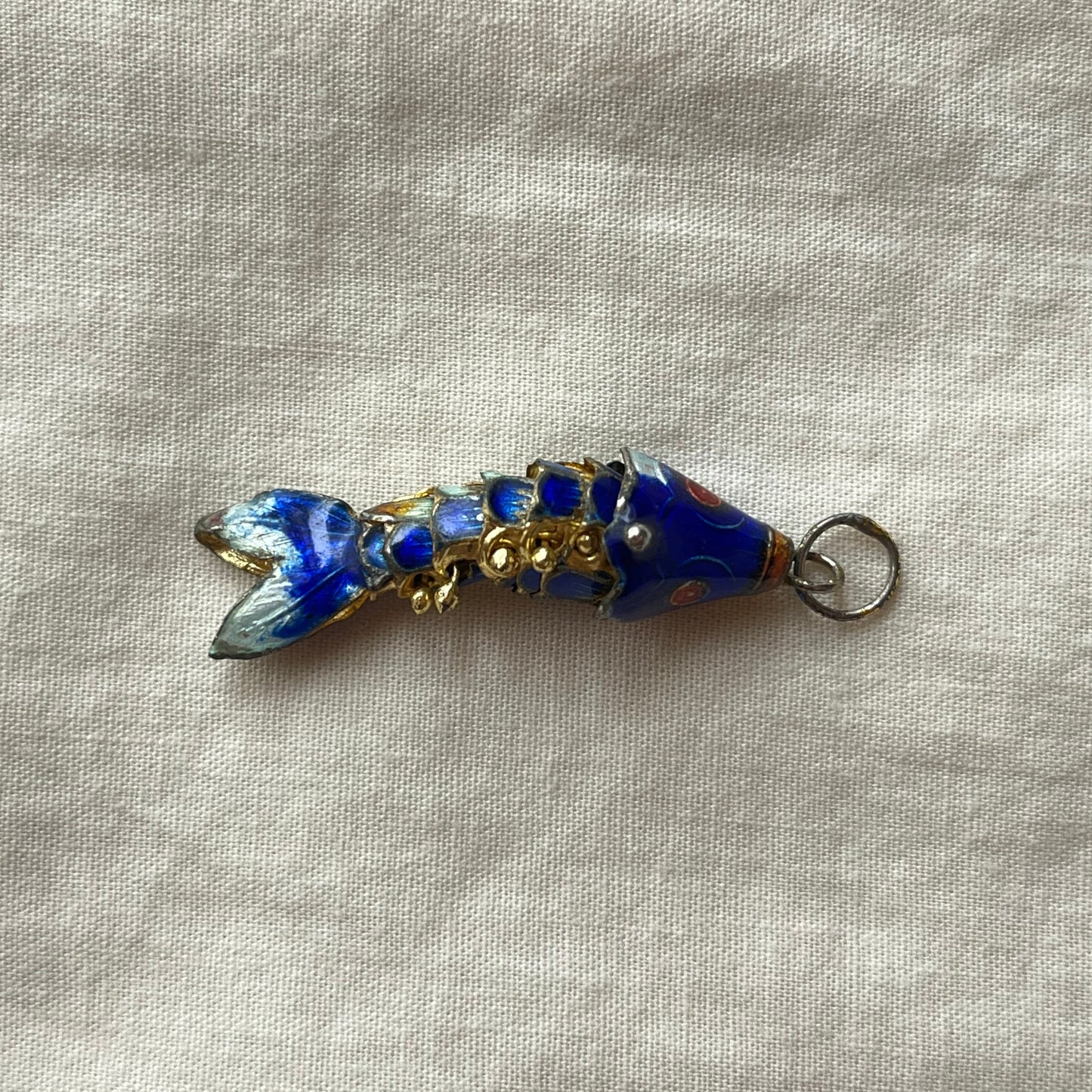 pingente vintage peixe azul marinho