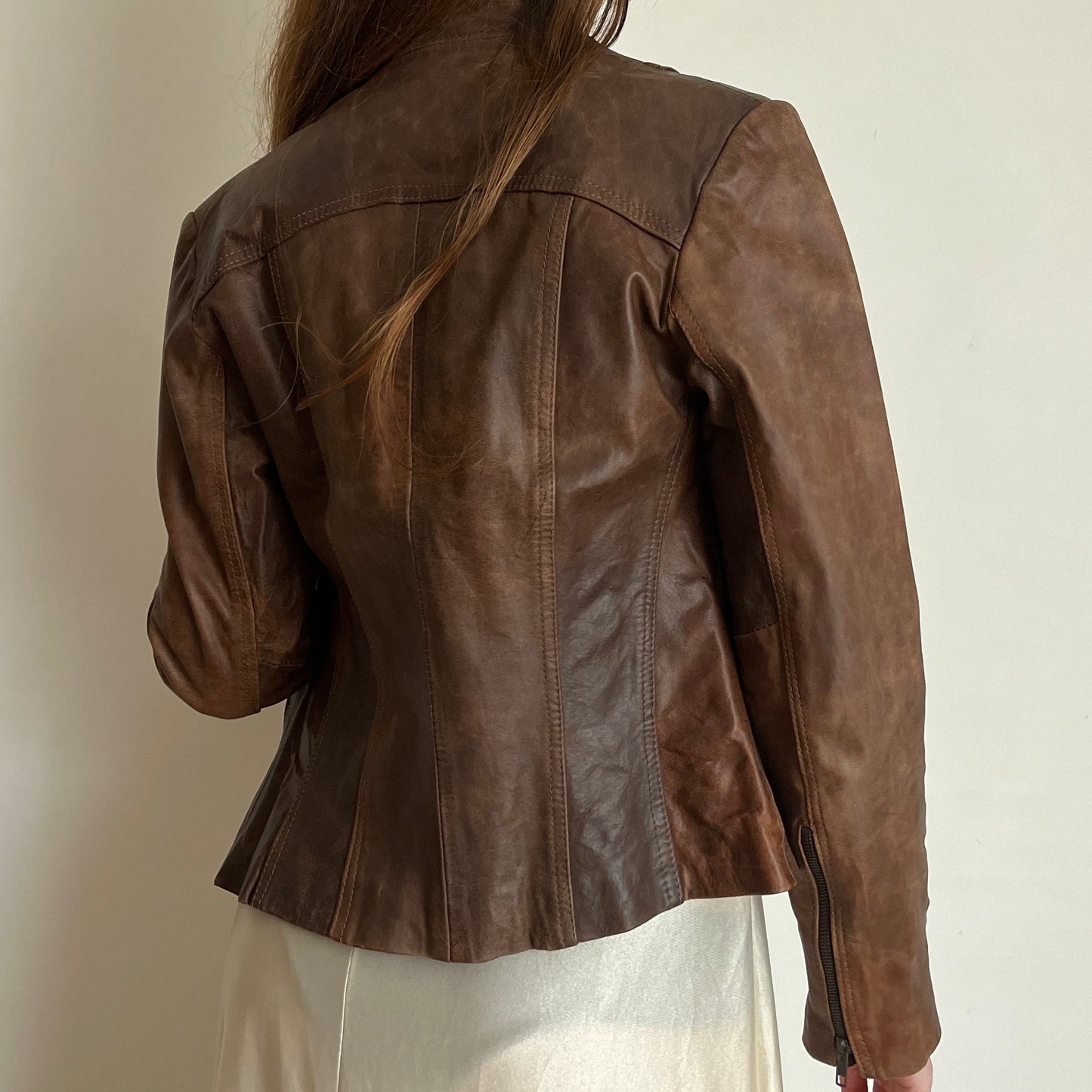 jaqueta de couro vintage