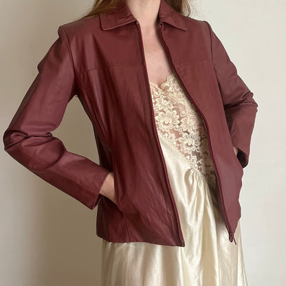 jaqueta de couro cherry