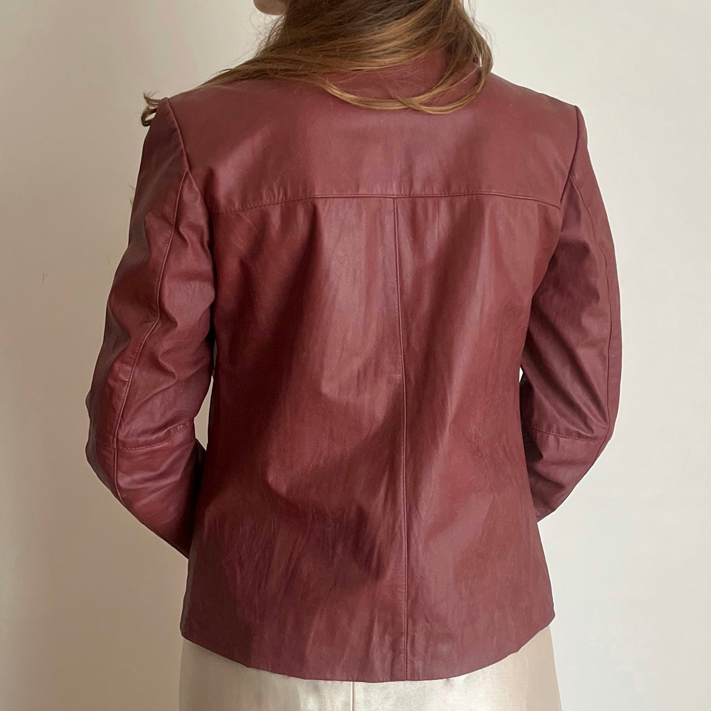 jaqueta de couro cherry