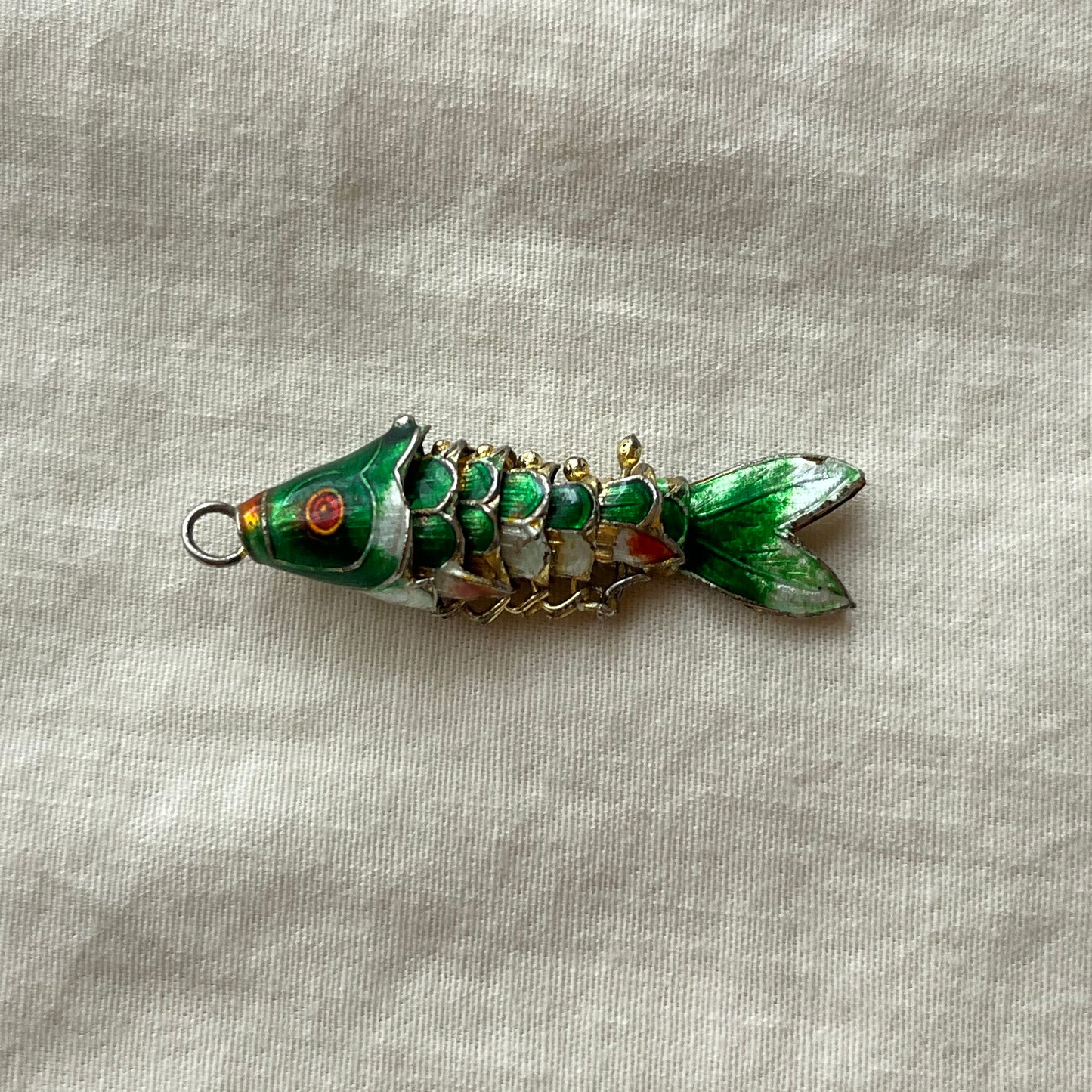pingente vintage peixe verde escuro