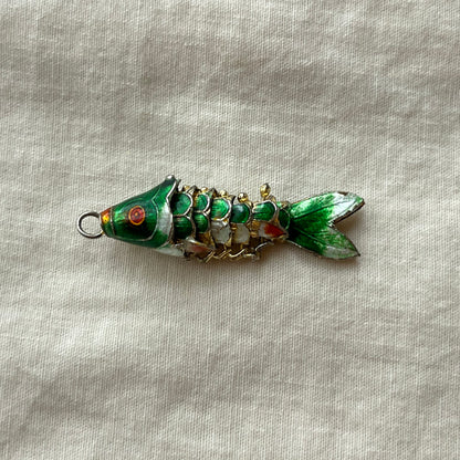 pingente vintage peixe verde escuro