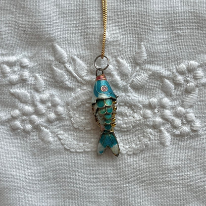pingente vintage peixe verde água