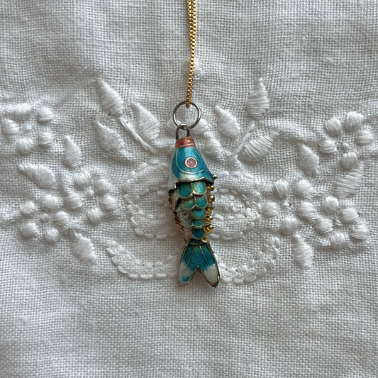 pingente vintage peixe verde água