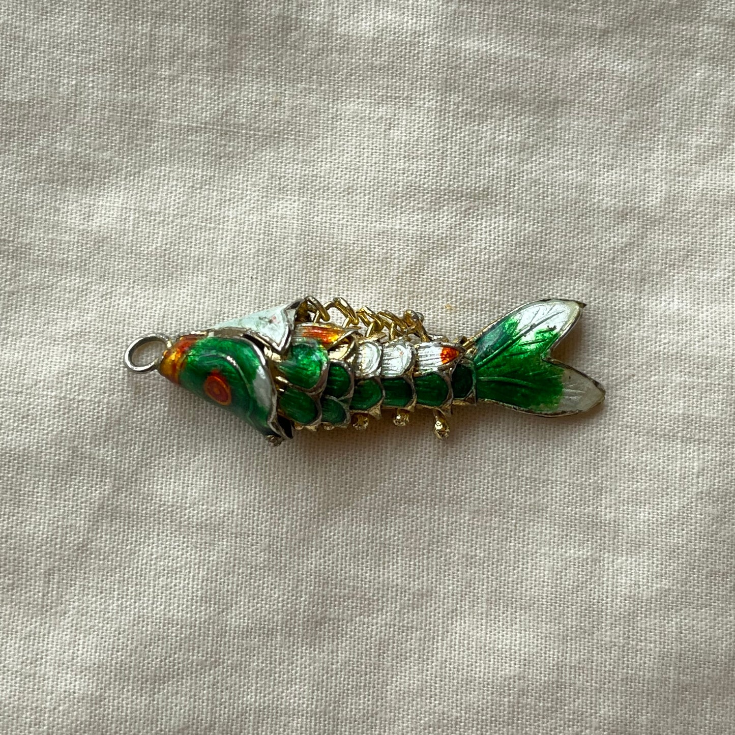pingente vintage peixe verde escuro