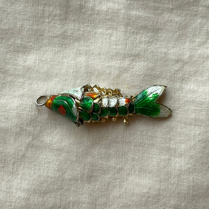 pingente vintage peixe verde escuro