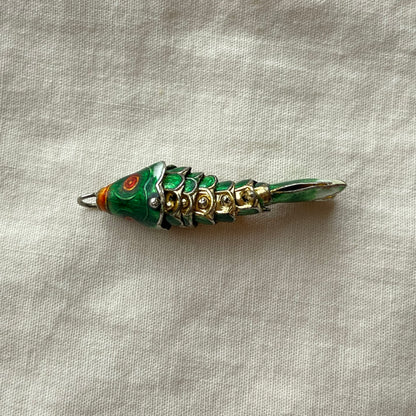 pingente vintage peixe verde escuro