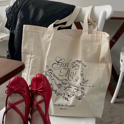 tote bag girl mess