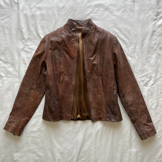 jaqueta de couro vintage