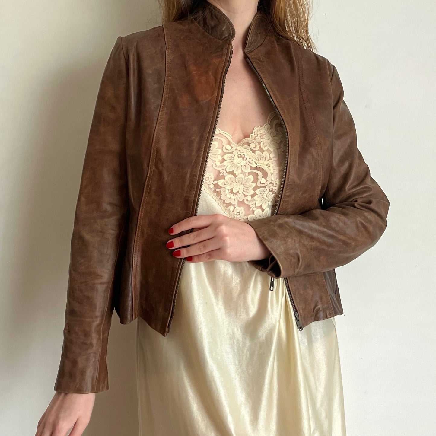 jaqueta de couro vintage