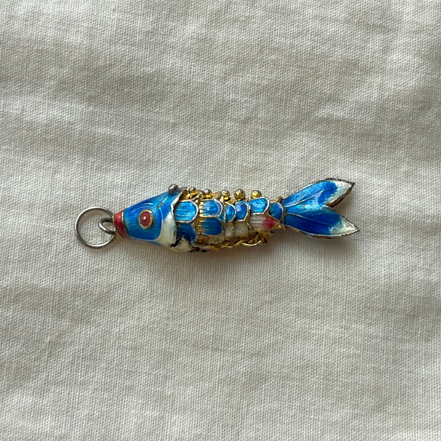 pingente vintage peixe azul celeste