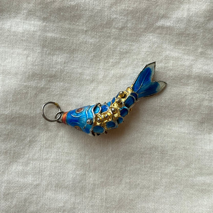 pingente vintage peixe azul celeste