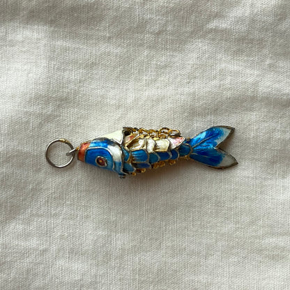 pingente vintage peixe azul celeste