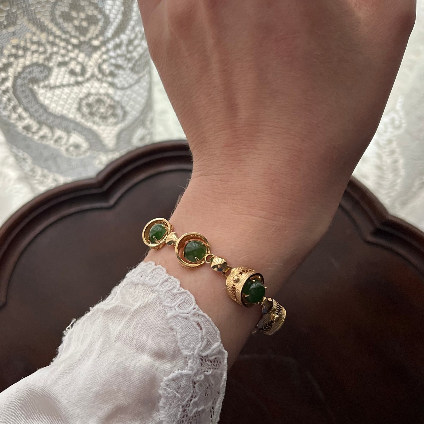pulseira jade filigrana