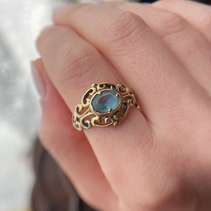 anel vintage azul