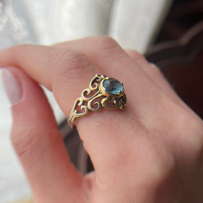 anel vintage azul