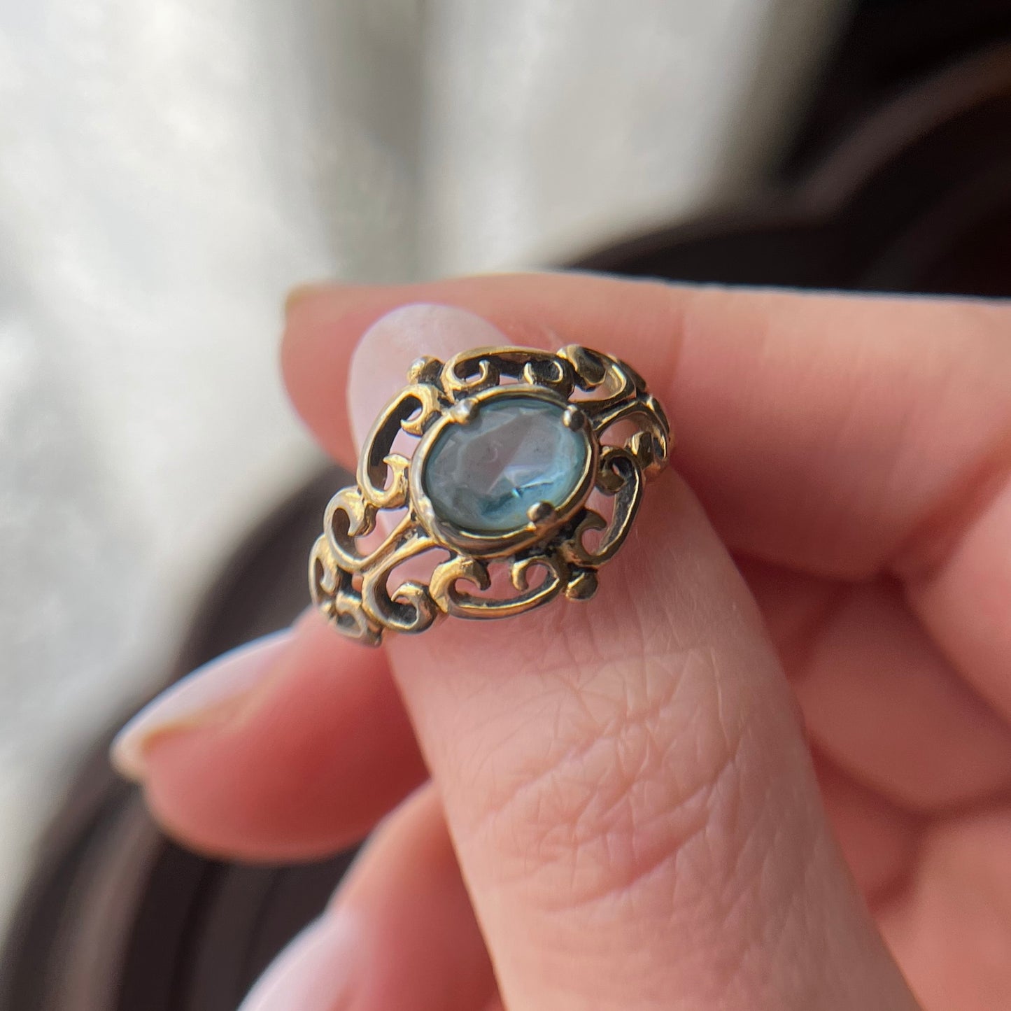 anel vintage azul