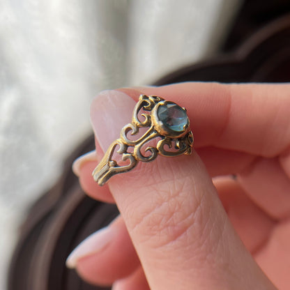 anel vintage azul