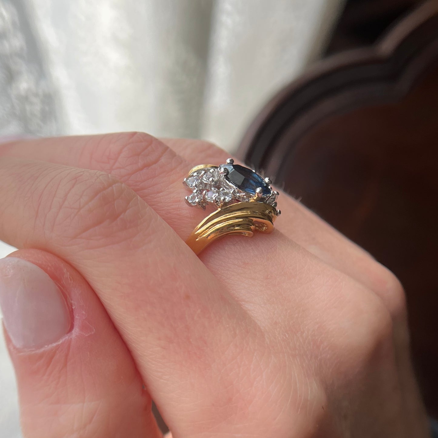 anel vintage safira